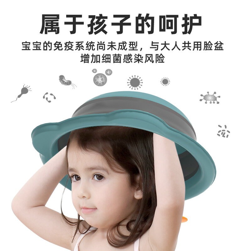 3個裝2兒童可折疊洗臉盆卡通初新生嬰兒專用品屁屁寶寶家用小盆子