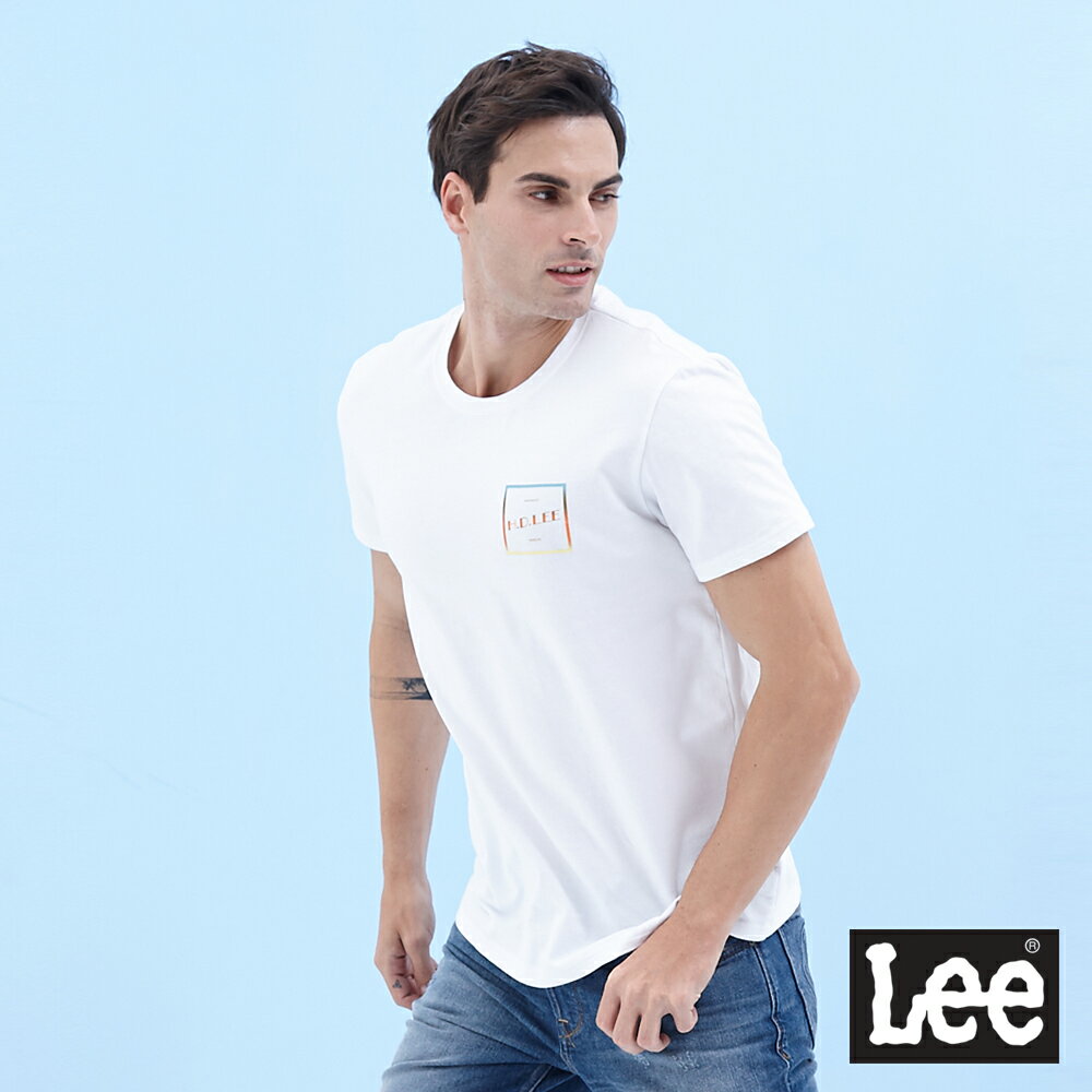 Lee H.D. Lee漸層方框圓領短袖T恤 男 白