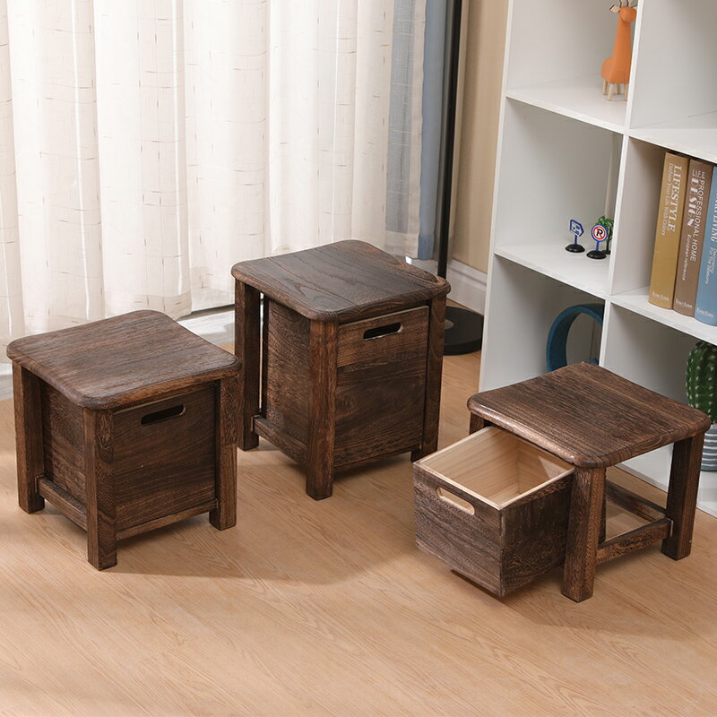 矮凳收納多功能北歐日式儲物凳實木榫卯原木家用換鞋凳簡約時尚椅