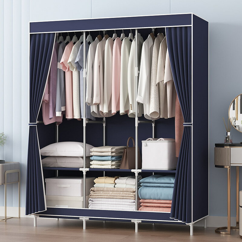 簡易衣櫃組裝衣櫃家用簡約儲物收納時尚鋼架現代布衣櫃