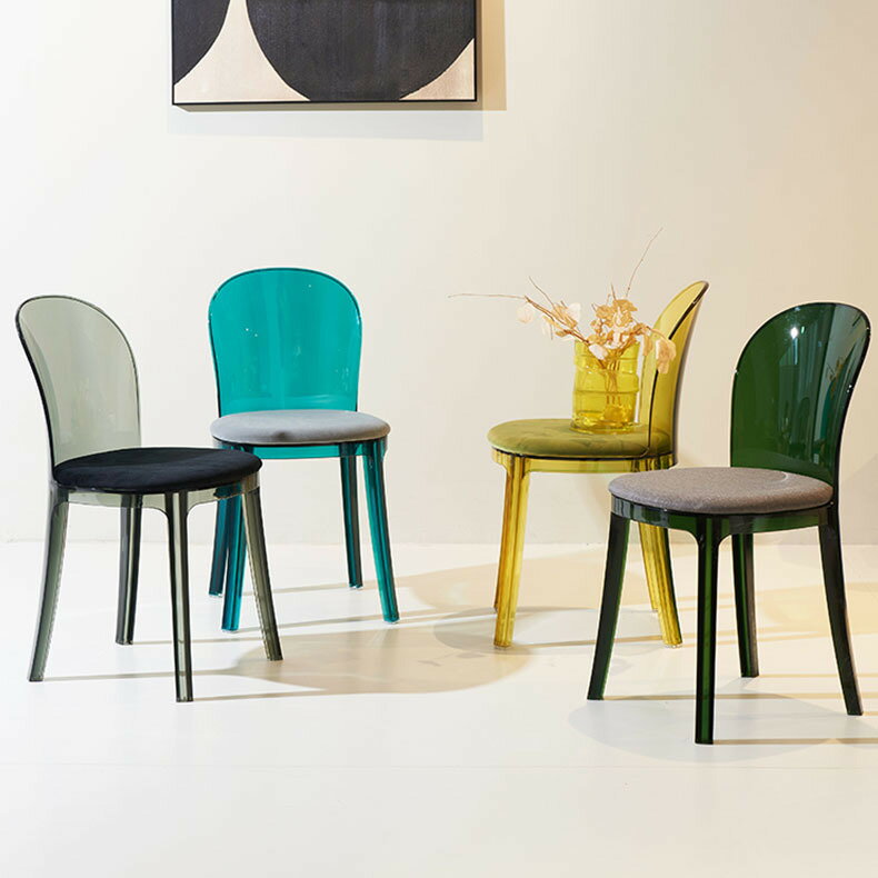 凳子 設計師休閒透明椅子亞克力塑料水晶餐椅簡約現代時尚辦公椅洽談椅