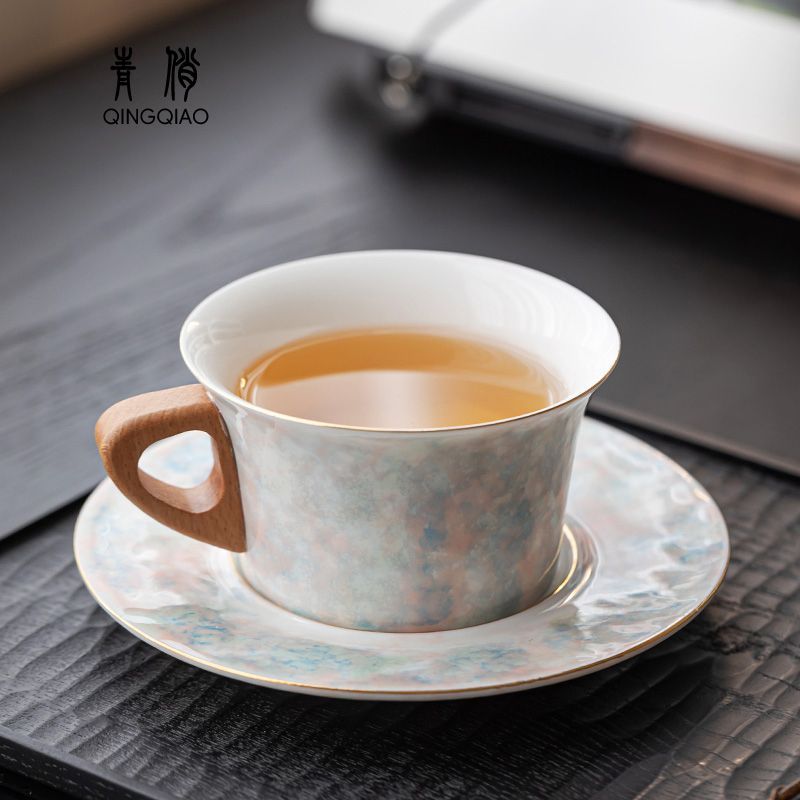 咖啡杯 免運 快速出貨 青俏陶瓷高檔送禮咖啡杯情侶ins馬克杯泡茶杯水杯禮盒個人專用杯SS09公司貨