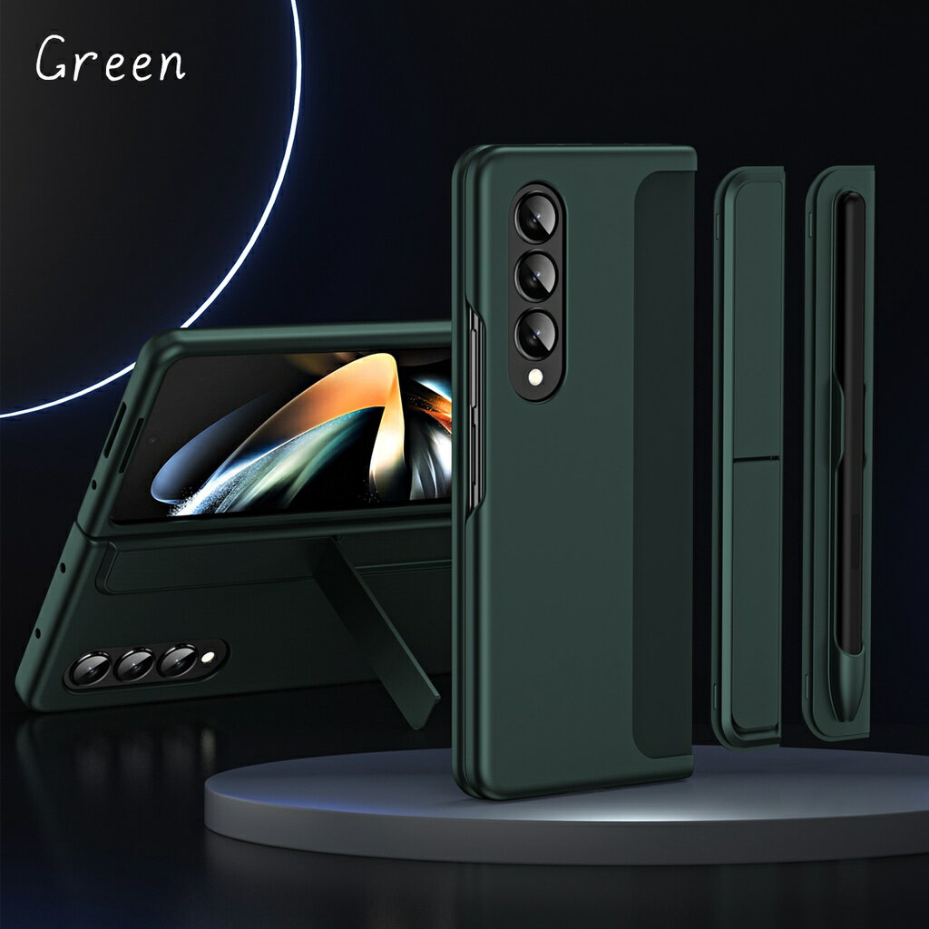 帶 S Pen 手機殼適用於三星 Galaxy Z Fold 4 Z Fold 3 5G 隱藏式支架可拆卸筆槽混合硬質防
