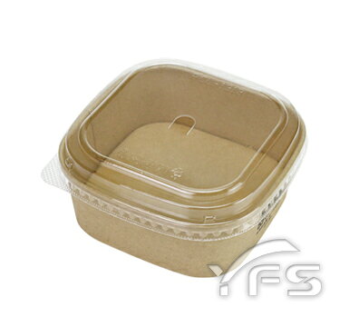 PCL-1313正方紙碗(牛皮)(OPS蓋)(500ml/650ml) (紙餐盒/免洗餐具/外帶碗/便當)【裕發興包裝】
