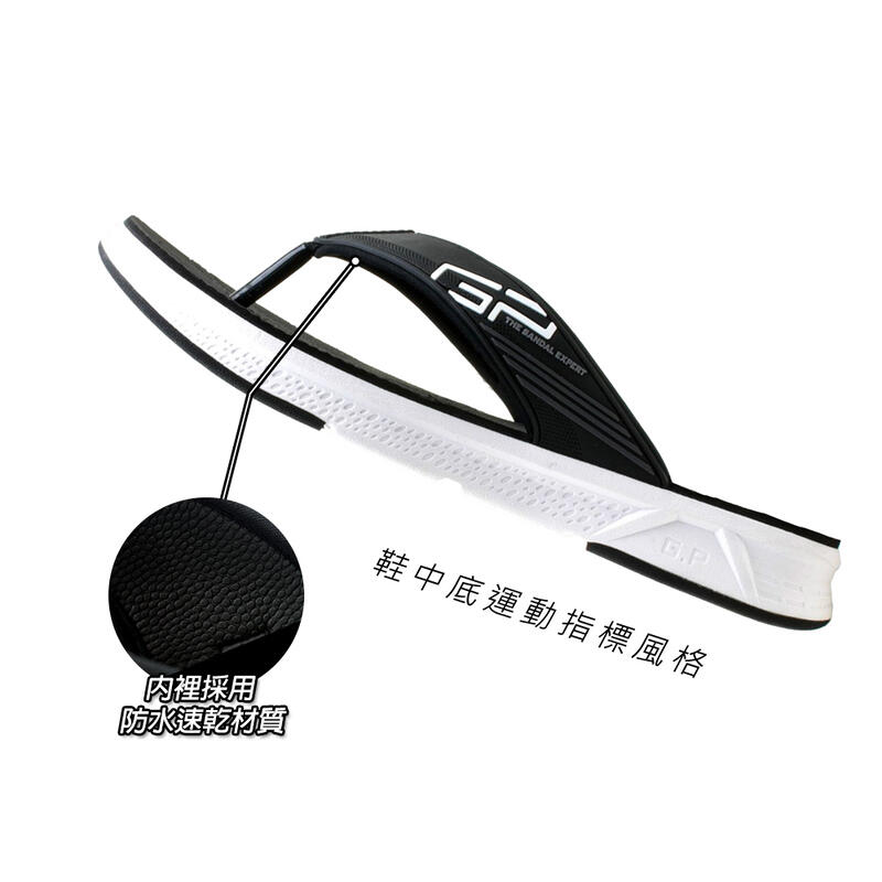 GP 涼鞋 拖鞋 涼拖鞋 機能鞋 運動 排水 舒適 39~44 黑灰 藍 G9265M【大自在運動休閒精品店】 2