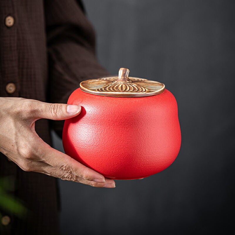 陶瓷茶葉罐防潮密封儲物罐磨砂創意空罐紅茶普洱儲存罐裝小茶倉