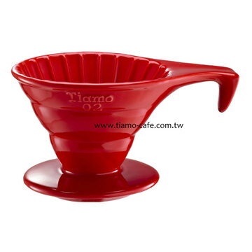 金時代書香咖啡 TIAMO V02長柄陶瓷咖啡濾器組 (紅))附濾紙量匙 HG5534R