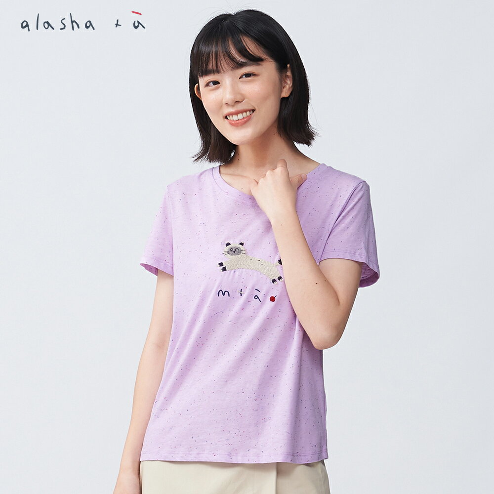 手繪感miao繡花短袖上衣