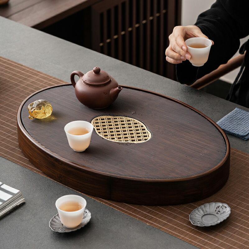 竹制茶盤家用簡約托盤功夫茶具小型蓄水干泡盤客廳瀝水茶臺茶海