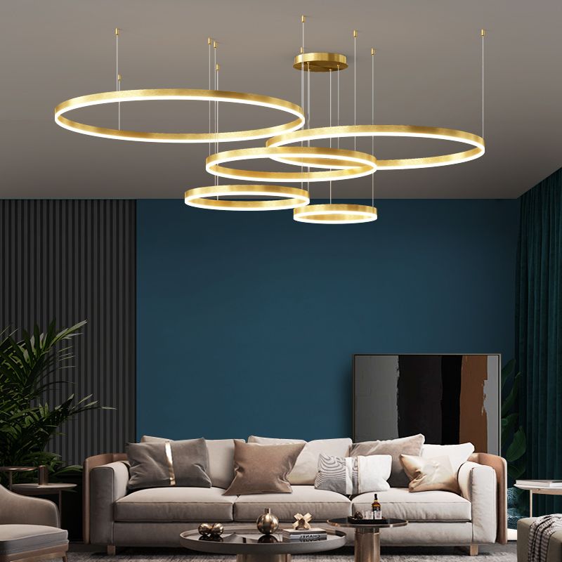 客廳吊燈現代簡約大氣臥室極簡圓環大廳燈具2022年新款輕奢餐廳燈