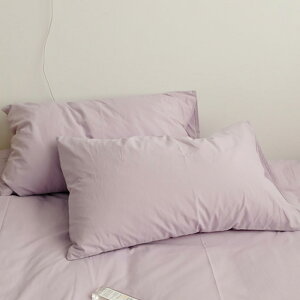夏季全棉紫色水洗棉枕頭套大號純棉單人枕芯內膽套子48x74 一對裝
