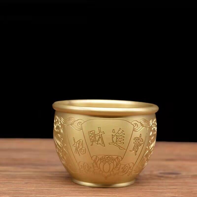 【可開發票】店長精選 純銅小招財缸零錢缸米缸擺件全黃銅器聚寶盆抖音百福缸裝飾工藝品 3