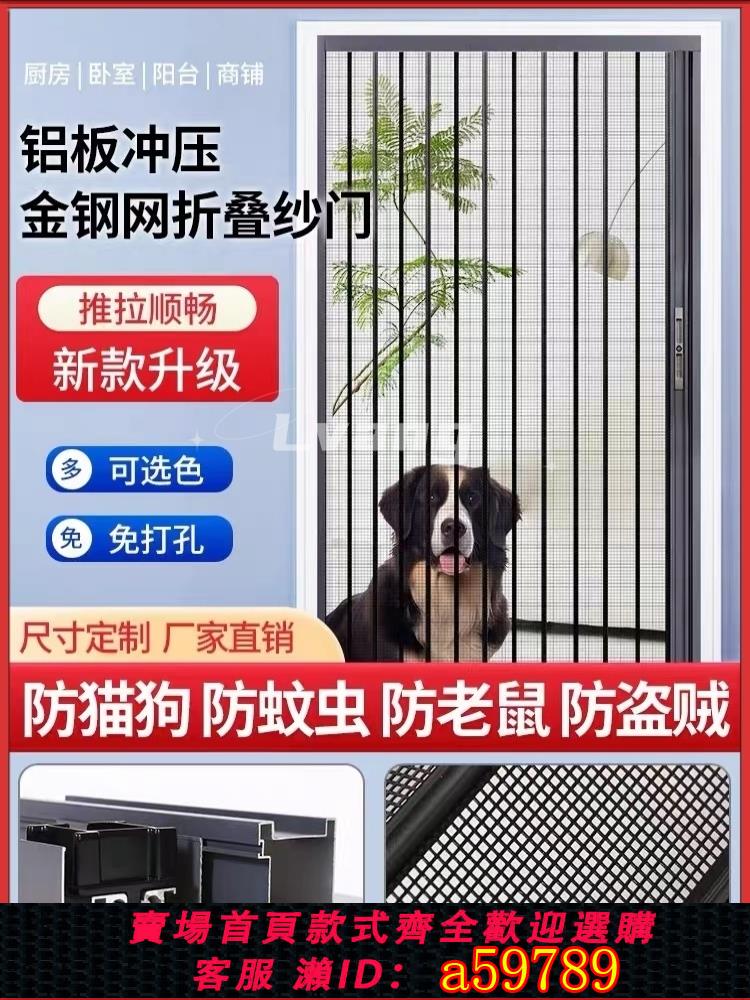 【臺灣公司 可打統編】金剛網紗門帶鎖防盜隱形推拉伸縮防蚊沙窗門防貓狗鼠蚊蟲寵物折疊