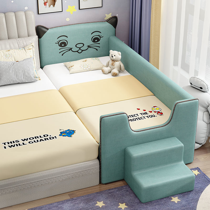 開發票 加寬床拼接床實木兒童床帶護欄嬰兒床加寬拼接大床單人床拼床