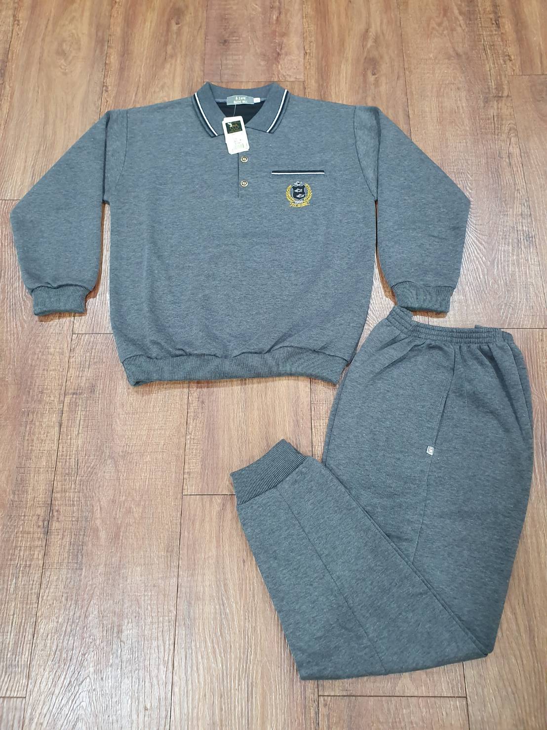 長袖居家服 男生 運動套裝 POLO領 休閒服 睡衣 兩件式套裝 M~2L(圖樣隨機出貨) 臺灣製