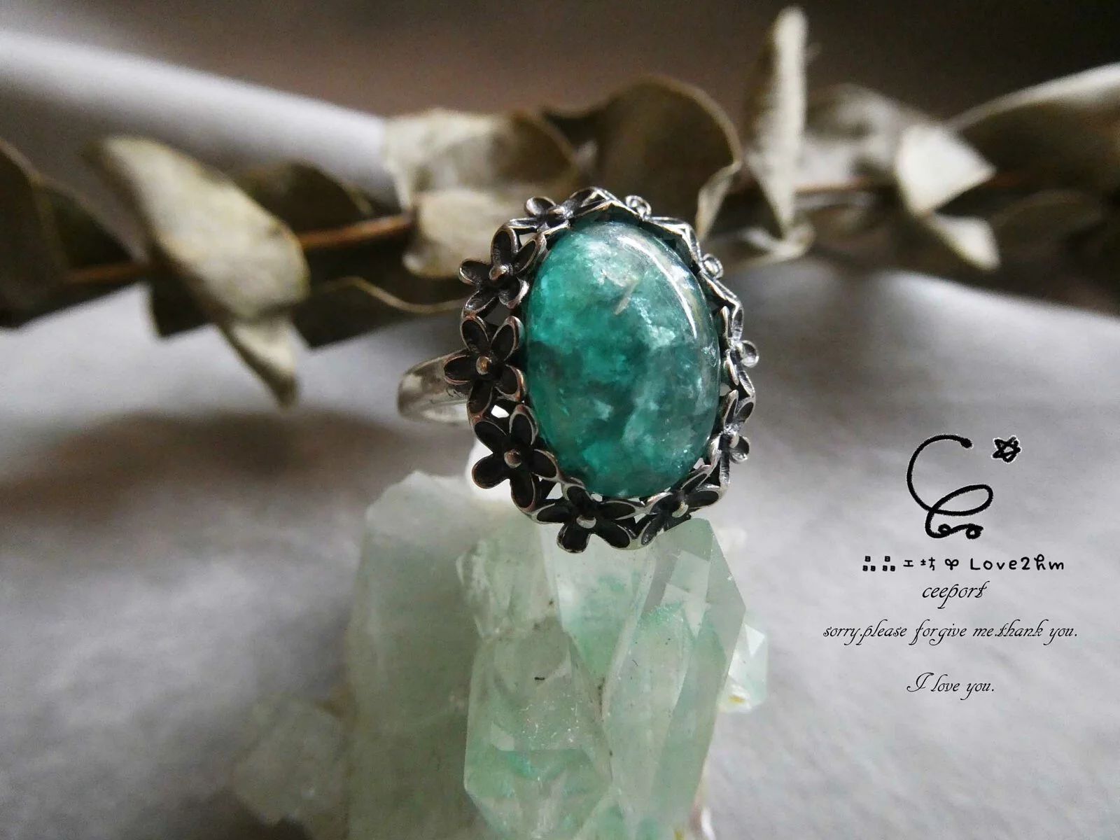 綠鋰雲母925純銀戒指 綠鋰雲母 純銀戒指 925純銀 晶晶工坊-love2hm 27315