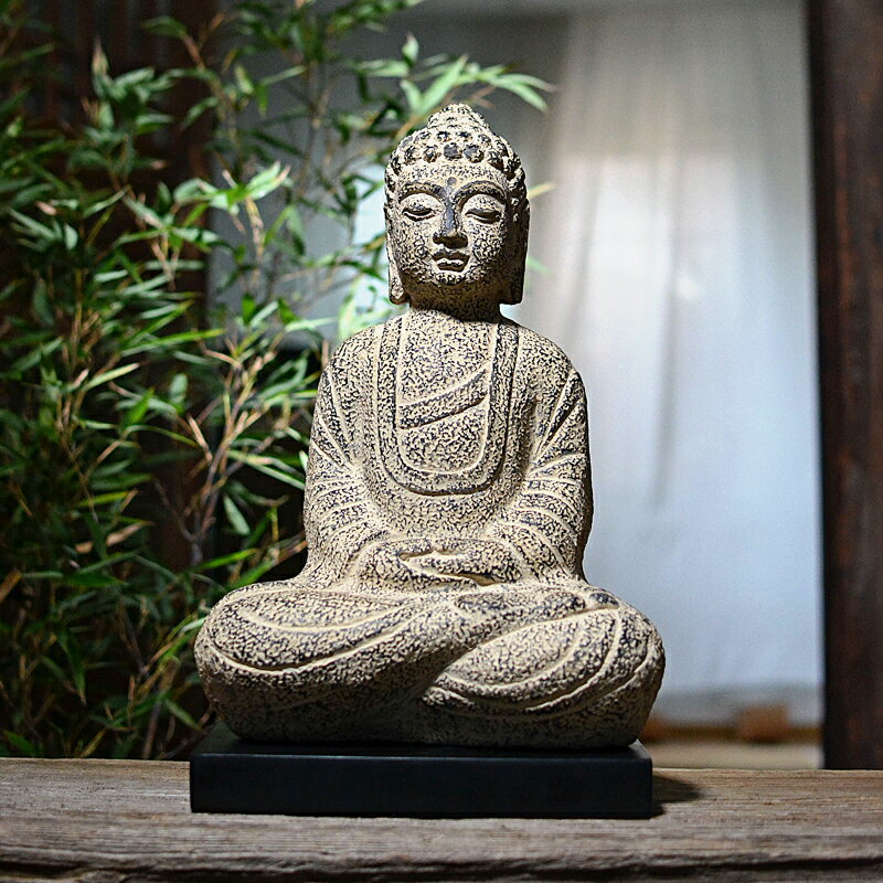 仿古佛像居家供奉佛身釋迦摩尼佛堂裝飾品禪意茶室鎮宅菩薩佛擺件
