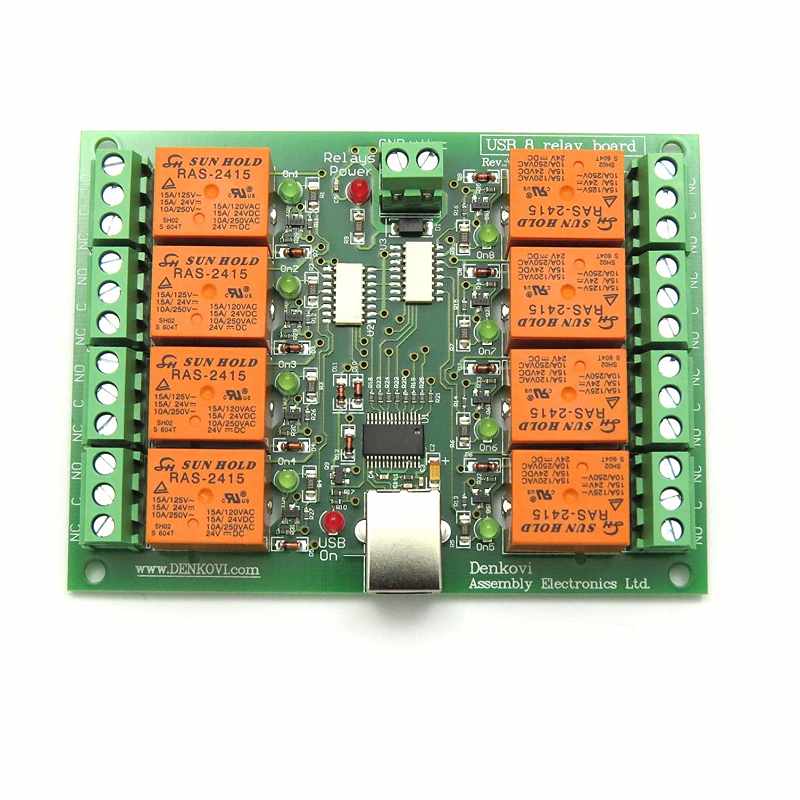 Denkovi USB 8 Channel 自動化繼電器板 24VDC Relay Board for Automation [2美國直購]