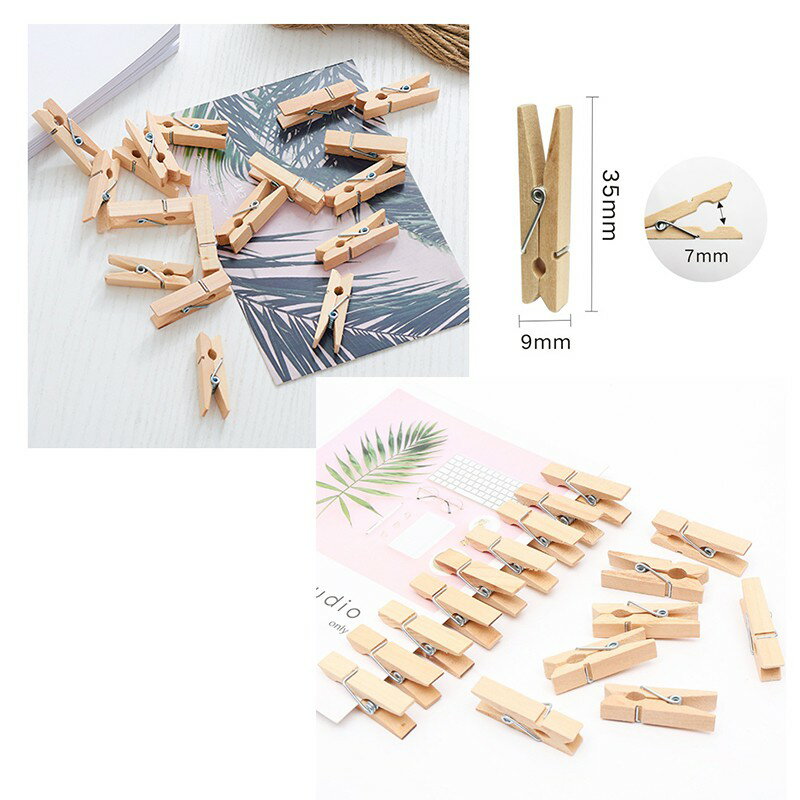 麻繩原木夾【L010】台灣出貨 居家  相片牆 小木夾 木製 相片小夾子 拍立得底片夾 木質夾子 麻繩10米 2米 2