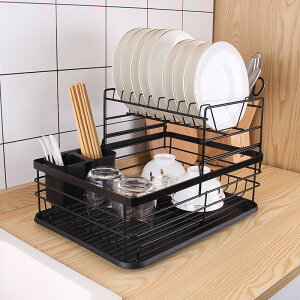 日式鐵藝餐具收納碗碟架多功能廚房置物架大容量瀝水碗架