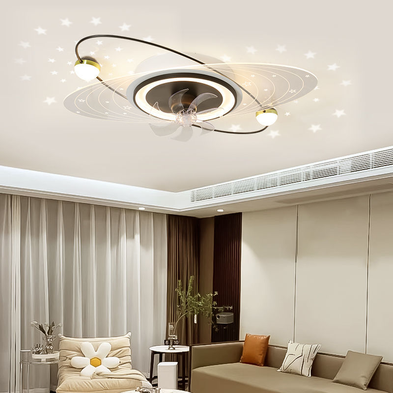 客廳風扇吸頂燈簡約現代2022年新款可搖頭電扇餐廳主臥室家用燈具