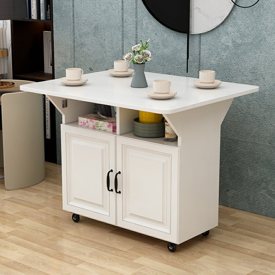 廚房桌子 小戶型 簡易邊柜 餐桌 折疊桌子 多功能 儲物柜 可移動 家用 客廳 13b6JC
