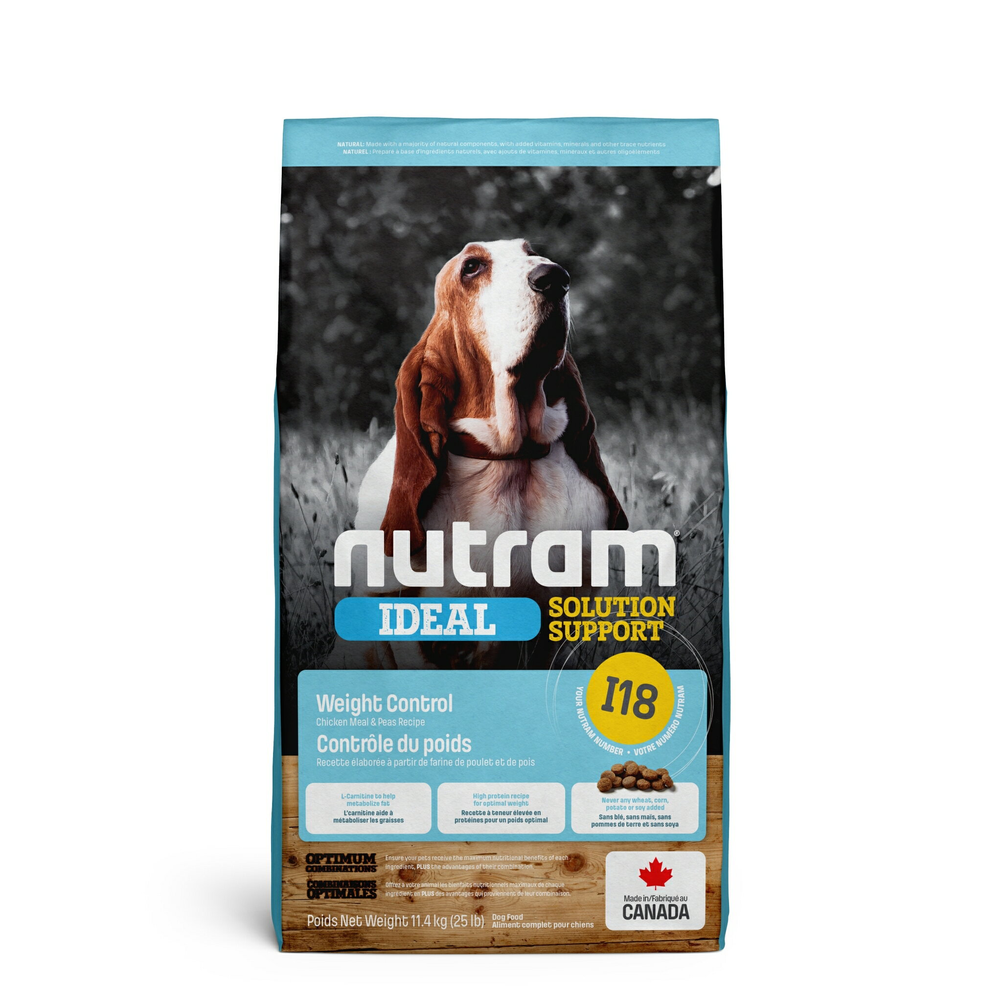 Nutram紐頓 - I18體重控制全齡犬(雞肉+豌豆) 11.4Kg