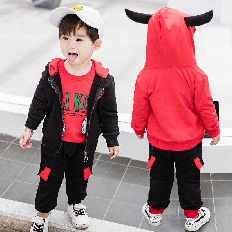 童裝男童秋裝新款套裝兒童韓版寶寶春秋季帥氣運動三件套潮衣 1
