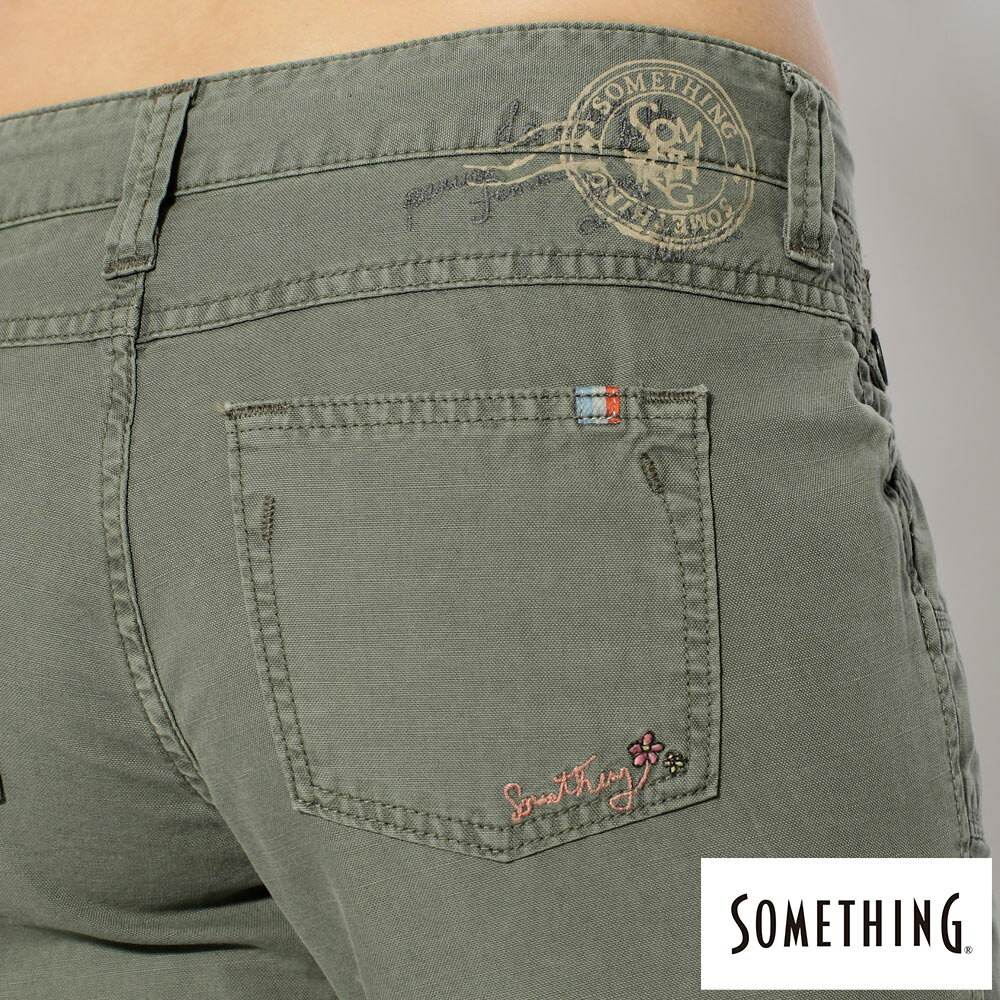 SOMETHING  NATURAL EASY JEAN綁帶休閒褲-女款 綠色 8