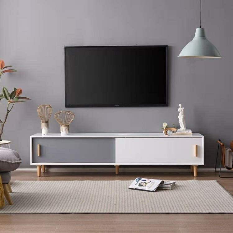 電視櫃 北歐電視櫃茶几組合現代簡約客廳家用小戶型經濟型實木腿電視機櫃