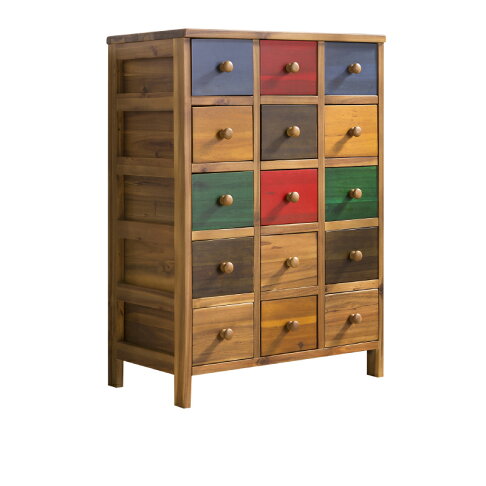 Zona若娜柚木實木多彩收納櫃15抽(彩色) 實木製造、低甲醛、收納櫃【myhome8居家無限】★APP下單享點數4% 2