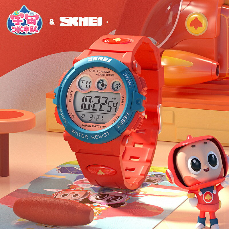Skmei時刻美兒童電子錶 透明多彩LED夜光潮流防水手錶 手錶 兒童手錶