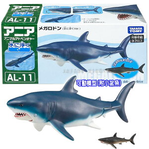 【Fun心玩】AN16899 正版 日本 多美 AL-11 巨齒鯊 (漂浮版) 探索動物 鯊魚 可動 海洋 動物 模型