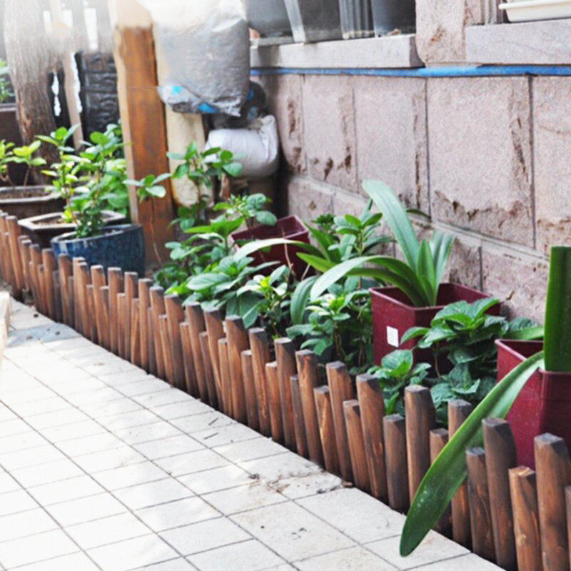 防腐木柵欄花園圍欄戶外庭院小籬笆菜園花壇碳化木樁別墅裝飾布置