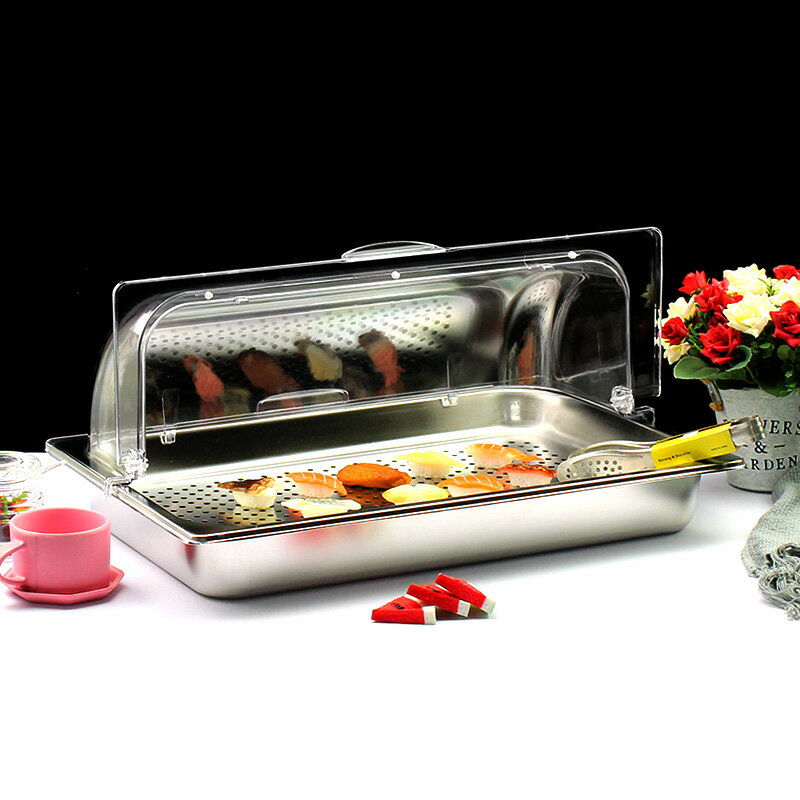 蛋糕蓋 防塵罩 不鏽鋼鹵菜盒子透明罩食品塑料翻蓋保鮮蓋蛋糕熟食托盤6040防塵蓋『cyd0382』