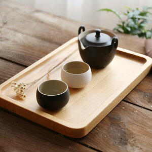 櫸木實木茶盤方形餐盤冷餐盤點心盤托盤 木質早餐盤托盤子