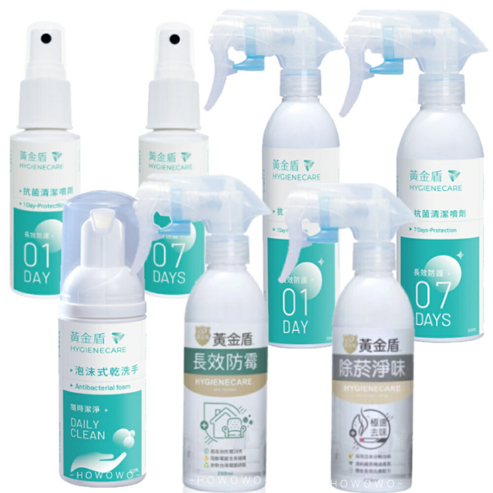 黃金盾 泡沫式乾洗手 長效抗菌噴劑 01 頂級抗菌噴劑 07 洗手慕斯 洗手乳 長效防黴噴霧 除菸淨味噴劑 泡泡洗手液