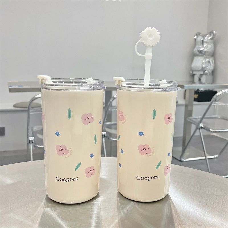 女生ins小眾保溫杯吸管高顏值316可愛簡約咖啡杯大容量專用水杯