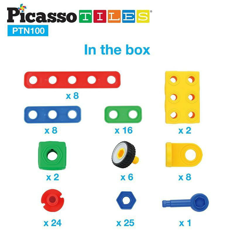 (強強滾)PicassoTiles PTN100 畢卡索STEM+A螺母工匠積木組 玩具 3