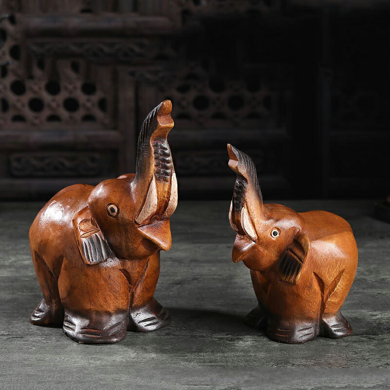 泰國旅游紀念品辦公室桌面擺件創意禮品木質手工雕刻大象裝飾品