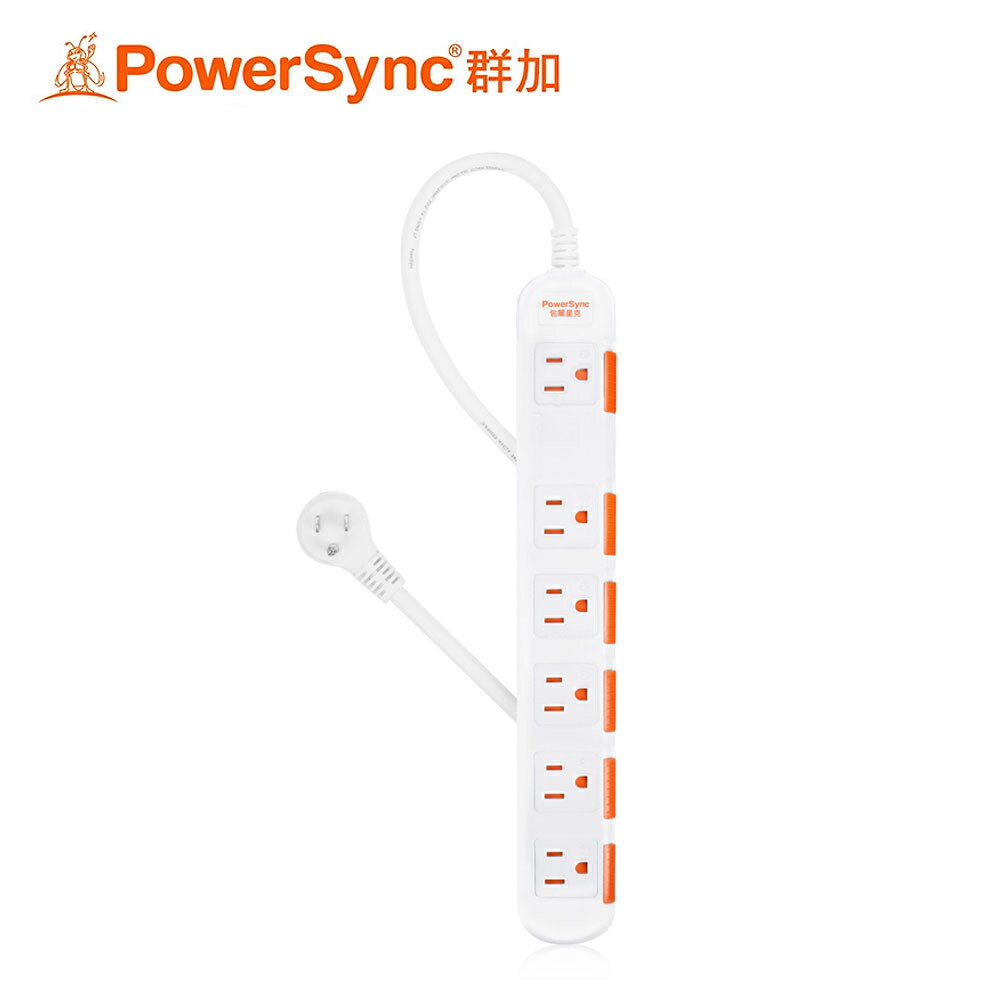 【PowerSync 群加】1開6插安全防雷防塵延長線-1.8M【三井3C】