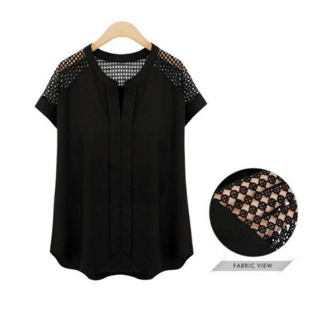 中大尺碼女裝 棉麻上衣 大尺碼上衣 韓版短袖棉麻衫 洞洞寬鬆上衣 小V領T恤 櫻桃嚴選 超讚CP值 胖MM 都可以穿 1