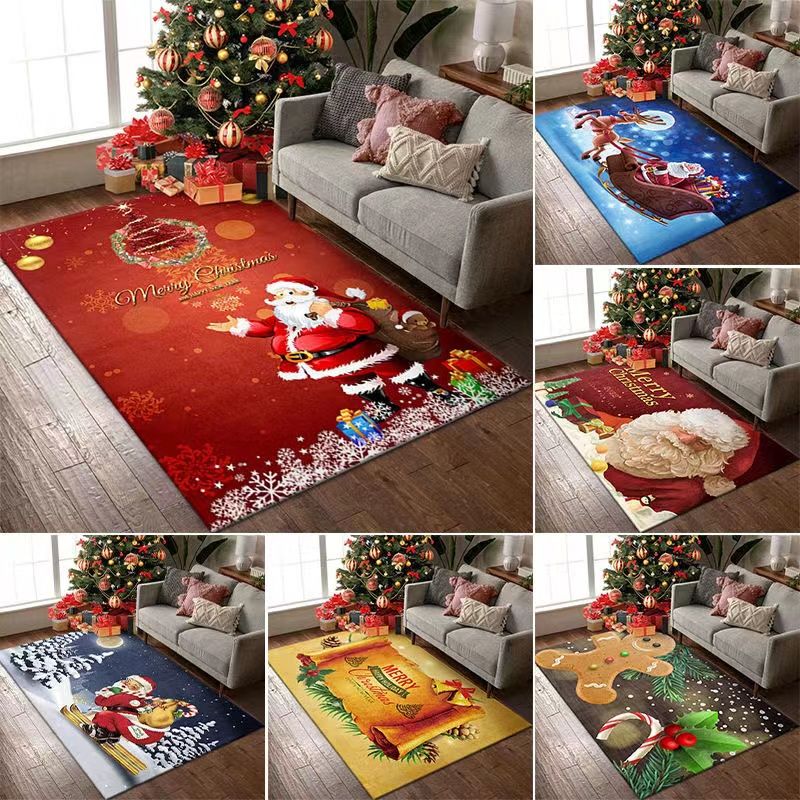 聖誕地毯 圣誕節地毯室內裝飾圣誕老人地墊臥室床邊滿鋪地墊民宿主題毯