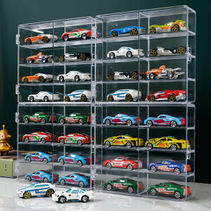 玩具車置物架 多層展示櫃 汽車收納盒 玩具車模展示架透明模型收納架多美卡收納盒陳列櫃小汽車展示可疊『cyd22942』
