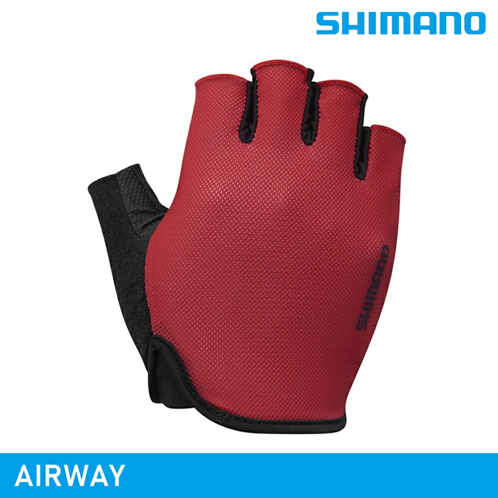 SHIMANO AIRWAY 手套 (S-XL) / 紅色 (自行車手套 露指手套)