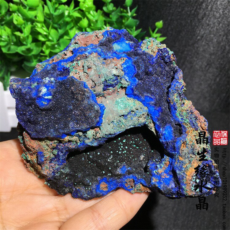 天然藍銅礦和孔雀石原石共生觀賞石奇石礦物標本 實物圖特價