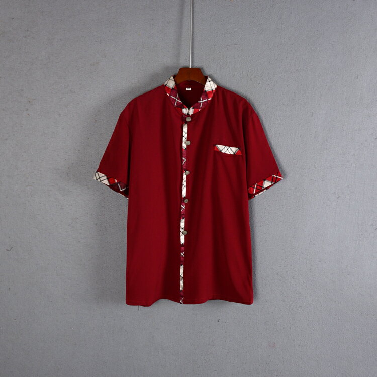 女裝修身百搭短袖單排扣襯衫上衣服流行時尚氣質潮