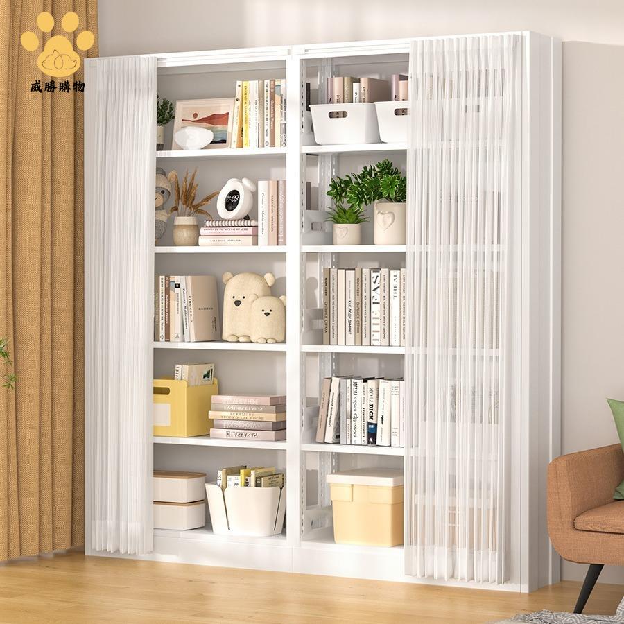 書架防塵簾經濟型圖書館書架配件簾子簡約現代紗簾可拆裝純色門簾zm7191ws7191