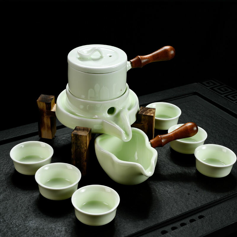 半全自動懶人茶具套裝家用紫砂哥窯石磨功夫茶杯配件陶瓷泡茶壺