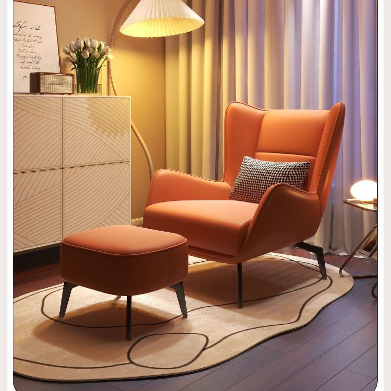 極簡現代休閑椅簡約客廳真皮單人沙發輕奢懶人陽臺設計師家用沙發